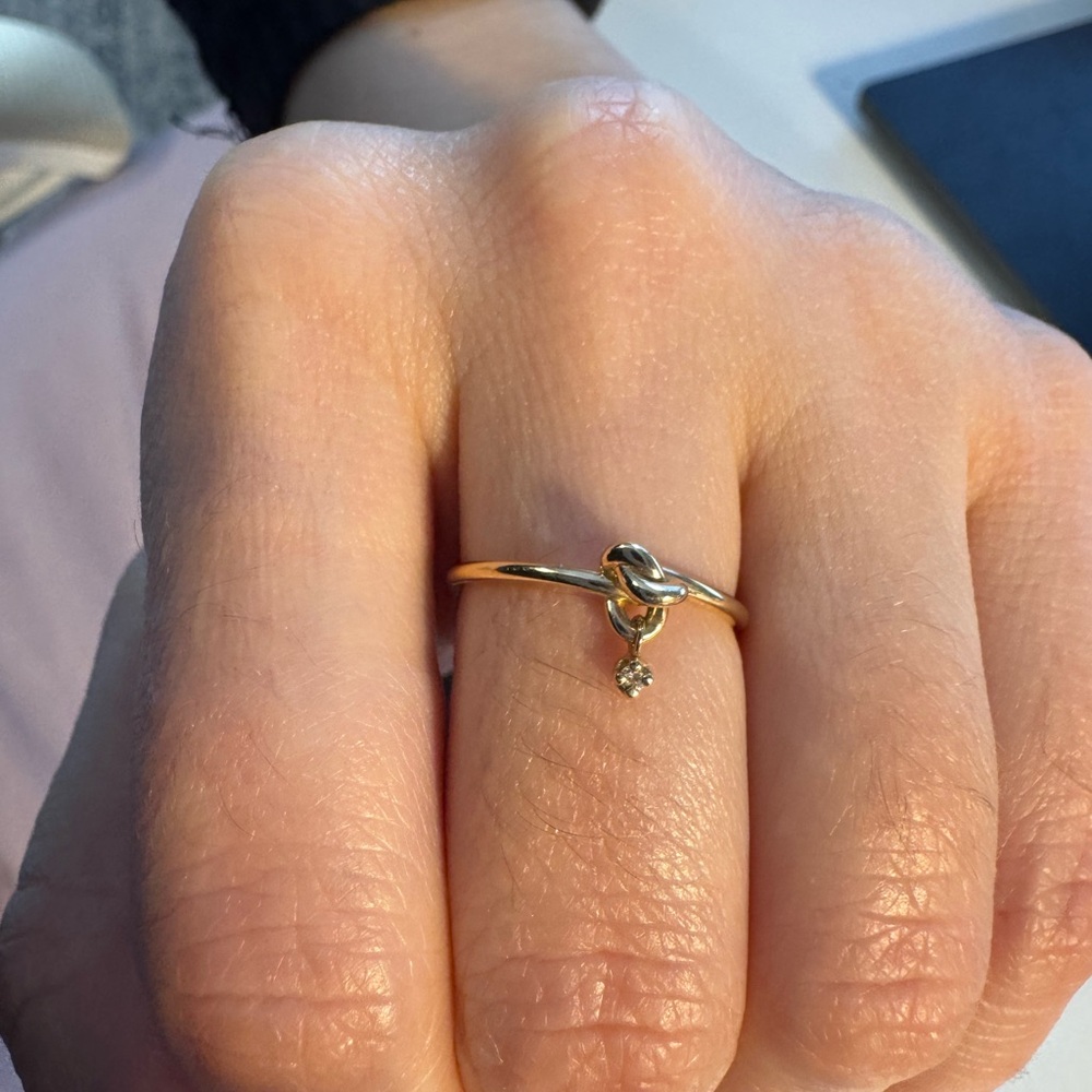 WWAKE Gold Knot Ring with Small Diamond Accent - Picture 2 of 4